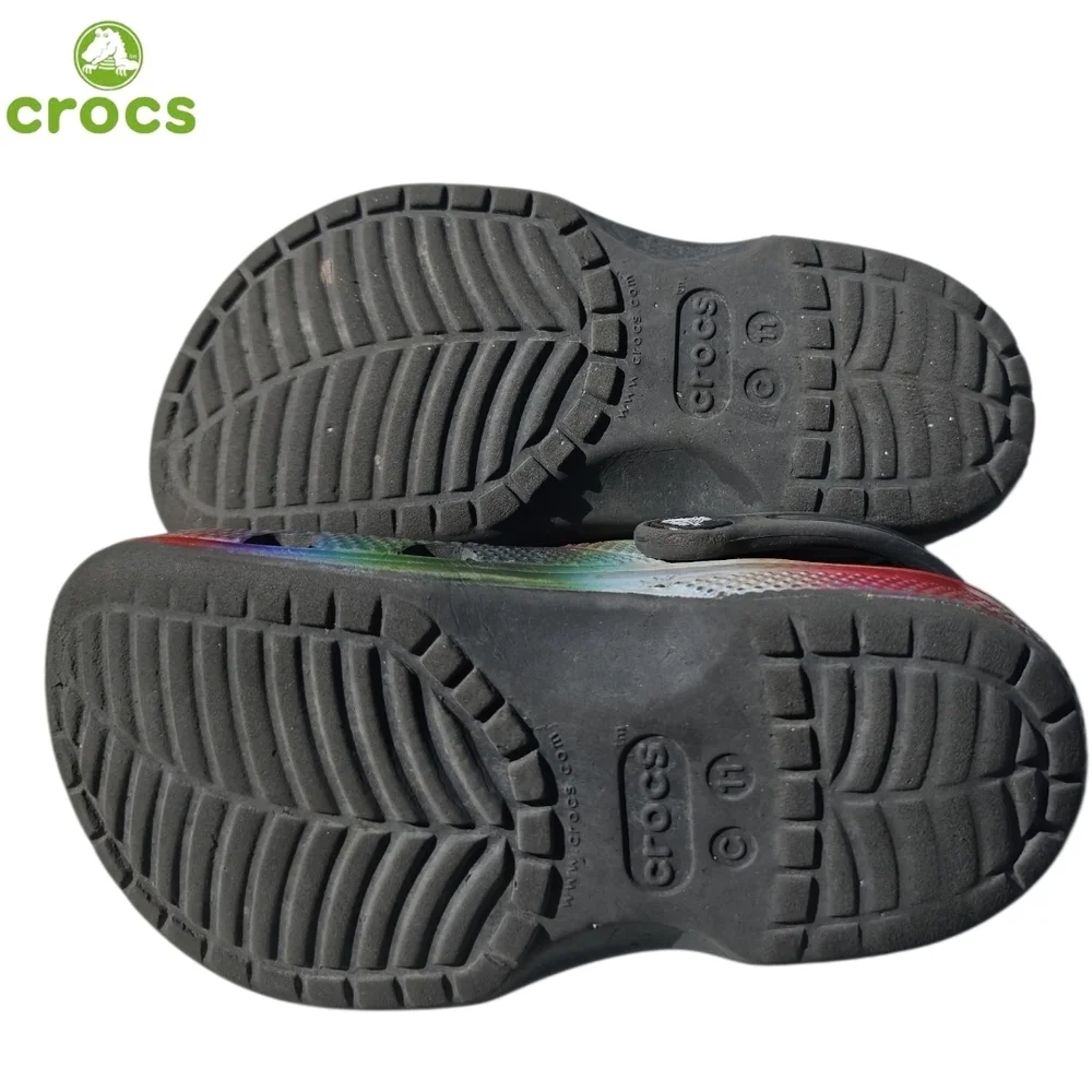 CROCS Classic Solarized Little Kid's Rainbow Tie Dye Rubber Clogs Size 11